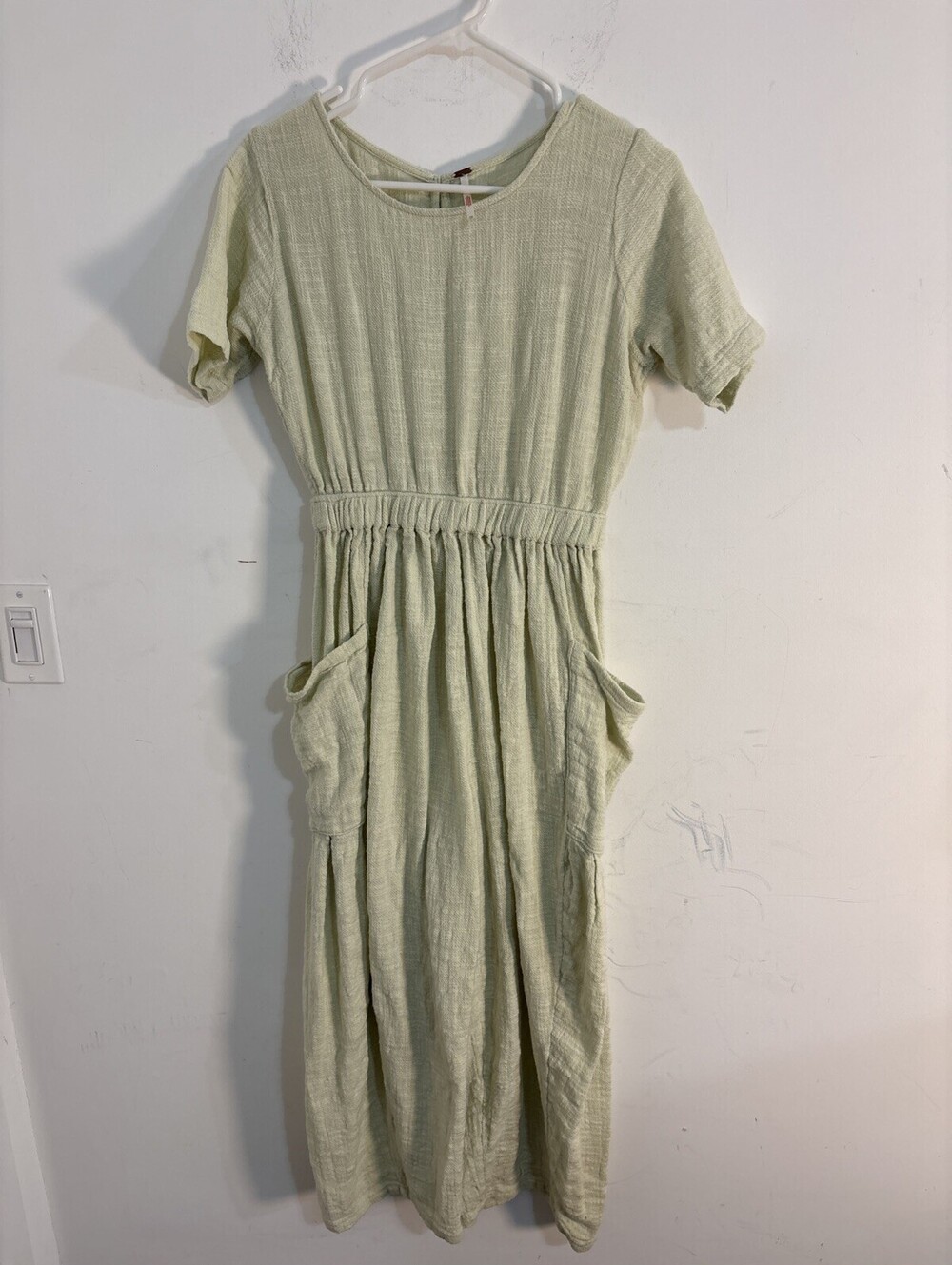 FREE PEOPLE Happy To Be Here One Piece 100% Cotton Jumpsuit XS Mint Green Boho